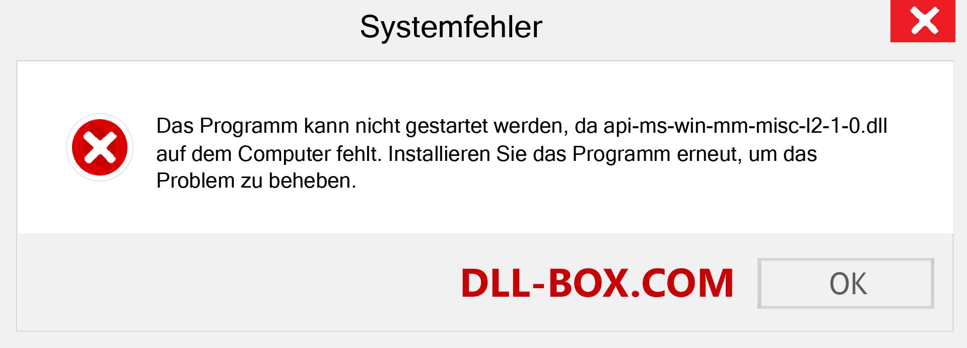 api-ms-win-mm-misc-l2-1-0.dll-Datei fehlt?. Download für Windows 7, 8, 10 - Fix api-ms-win-mm-misc-l2-1-0 dll Missing Error unter Windows, Fotos, Bildern