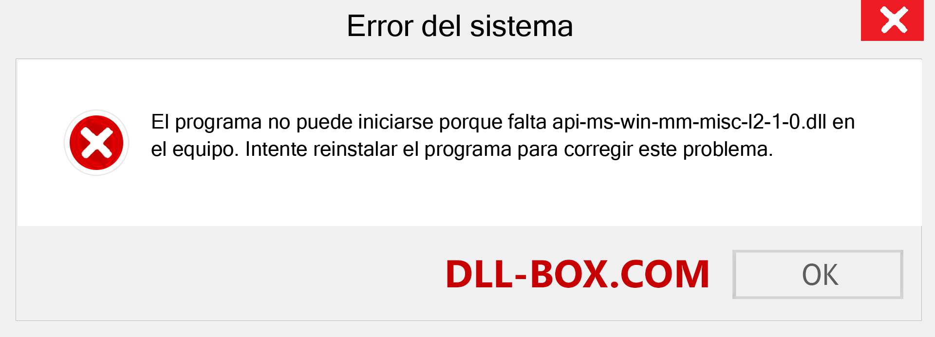 ¿Falta el archivo api-ms-win-mm-misc-l2-1-0.dll ?. Descargar para Windows 7, 8, 10 - Corregir api-ms-win-mm-misc-l2-1-0 dll Missing Error en Windows, fotos, imágenes