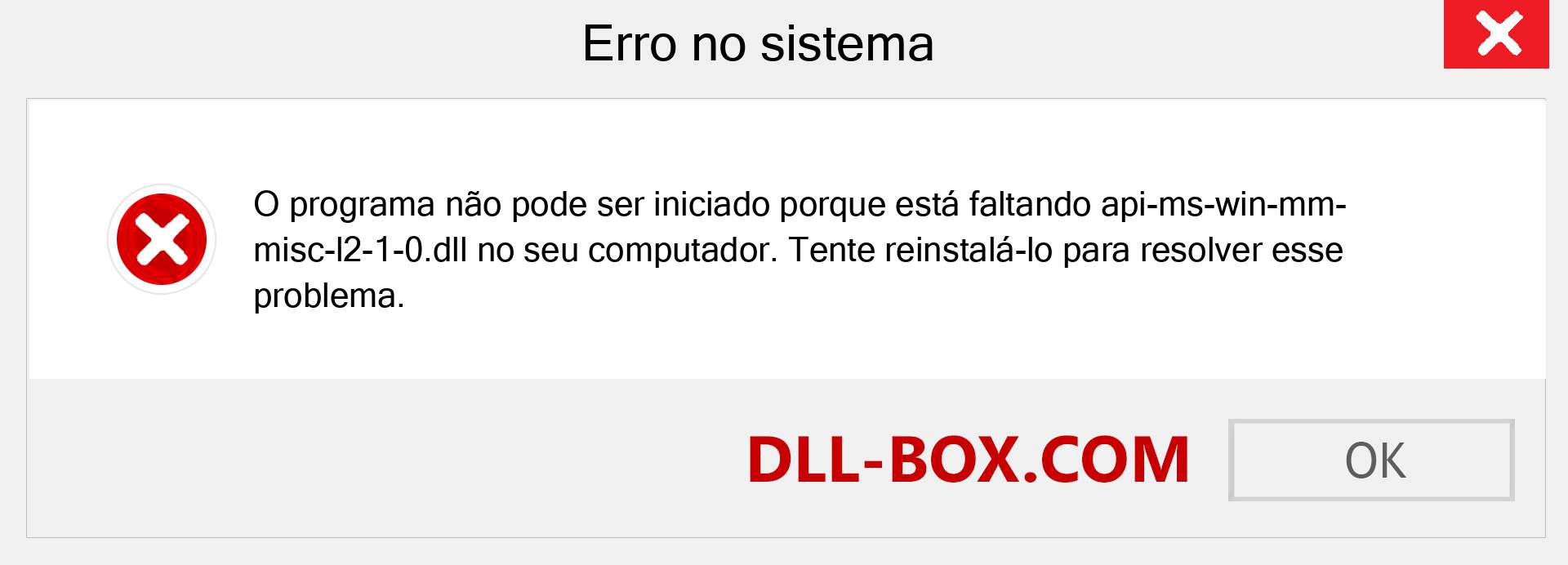 Arquivo api-ms-win-mm-misc-l2-1-0.dll ausente ?. Download para Windows 7, 8, 10 - Correção de erro ausente api-ms-win-mm-misc-l2-1-0 dll no Windows, fotos, imagens